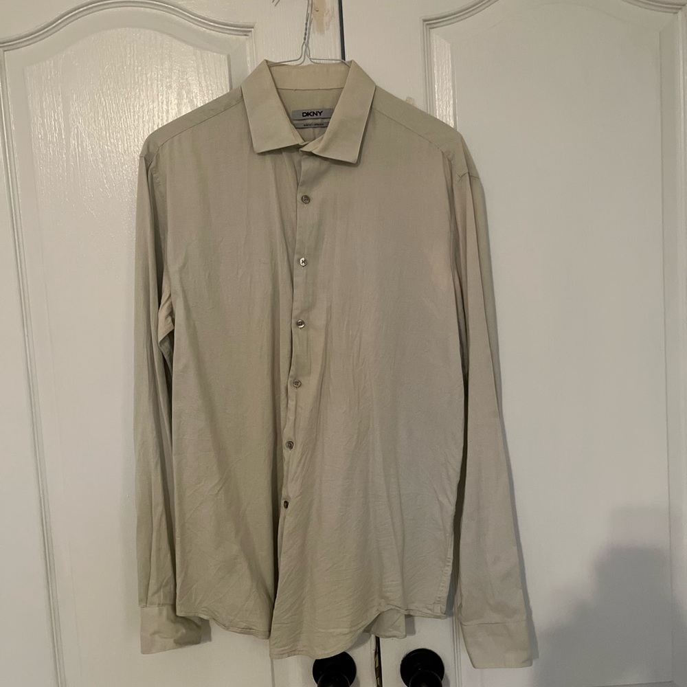 DKNY, light green dress shirt, m, slim fit, 15 - 16.5 collar, 36/37 sleeves